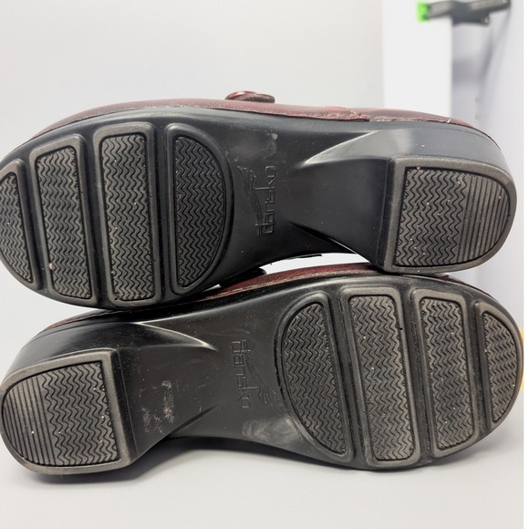 Dansko Burgundy Leather Clogs Mary Jane Button Wedge Slip On Shoes Women 36 - Picture 11 of 12